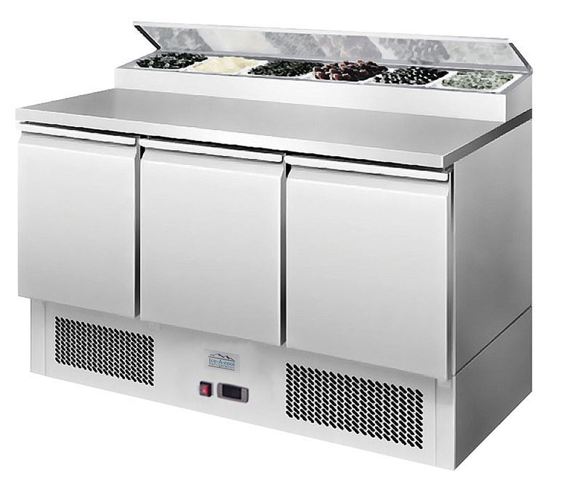 Ice-A-Cool ICE3853GR 3 Door Refrigerated Saladette Prep Counter 380 Litres