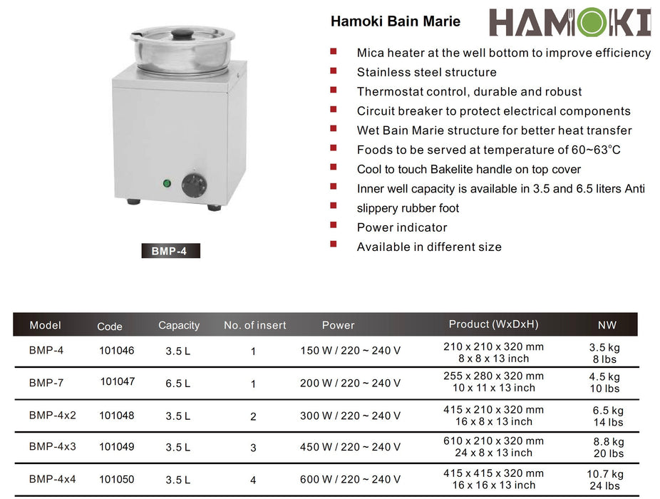 101046 -Hamoki Bain Marie with Hot Pot 3.5L