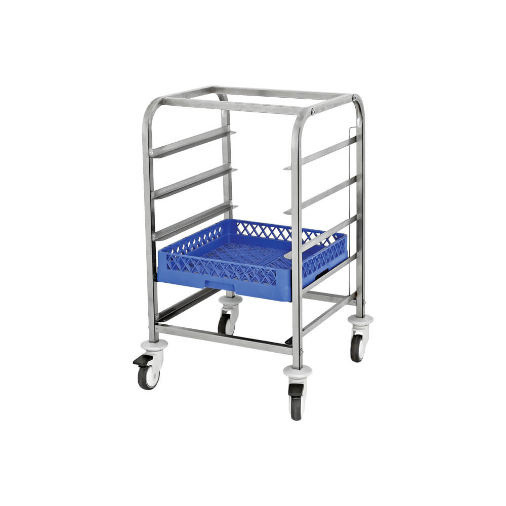Stainless Steel Soiled Dishwasher Basket Trolley With Rails Low 4 Leve