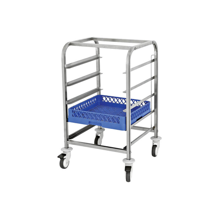 Stainless Steel Soiled Dishwasher Basket Trolley With Rails Low 4 Levels