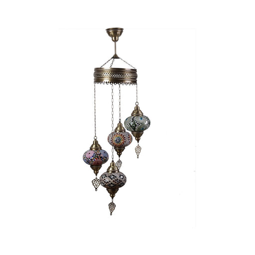 Decorative Turkish/Ottoman/Moroccan Mosaic Chandelier - 4 Globes - Canmac Catering