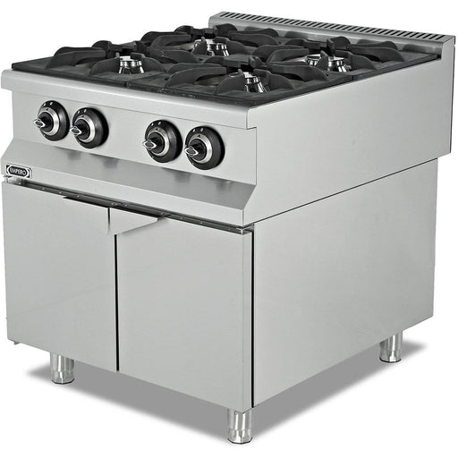 Professional Gas cooker on Cabinet base 4 burners 25.3kW - 7KG020B - Canmac Catering