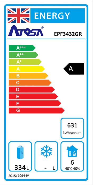 Atosa EPF3432HD Three Door Counter Fridge 420ltrs