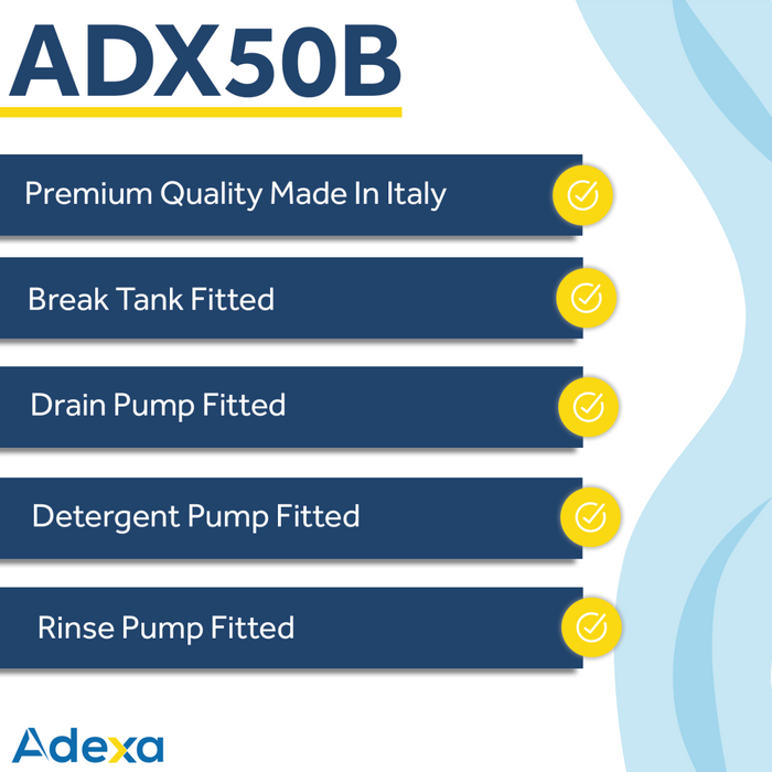 Commercial Dishwasher Premium 500mm basket 20 baskets/hour Break tank Drain Pump Detergent dosing pump |  ADX50B