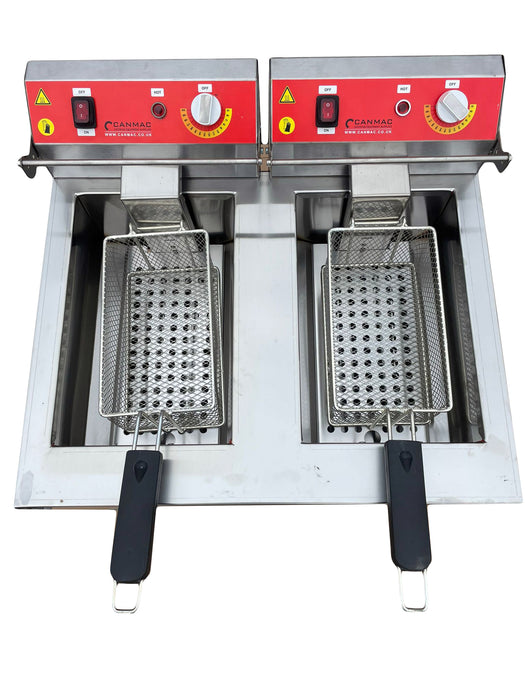 Canmac Commercial Electric Deep Fat Table Top Fryer Double Basket