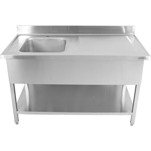 Commercial Sink Stainless Steel 1 Bowl Left Bottom Shelf Splashback 1000mm Depth 700mm | Thstr107 Bl1 Makfry