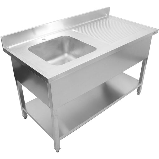 Commercial Sink Stainless Steel 1 Bowl Left Bottom Shelf Splashback 1000mm Depth 700mm | Thstr107 Bl1 Makfry