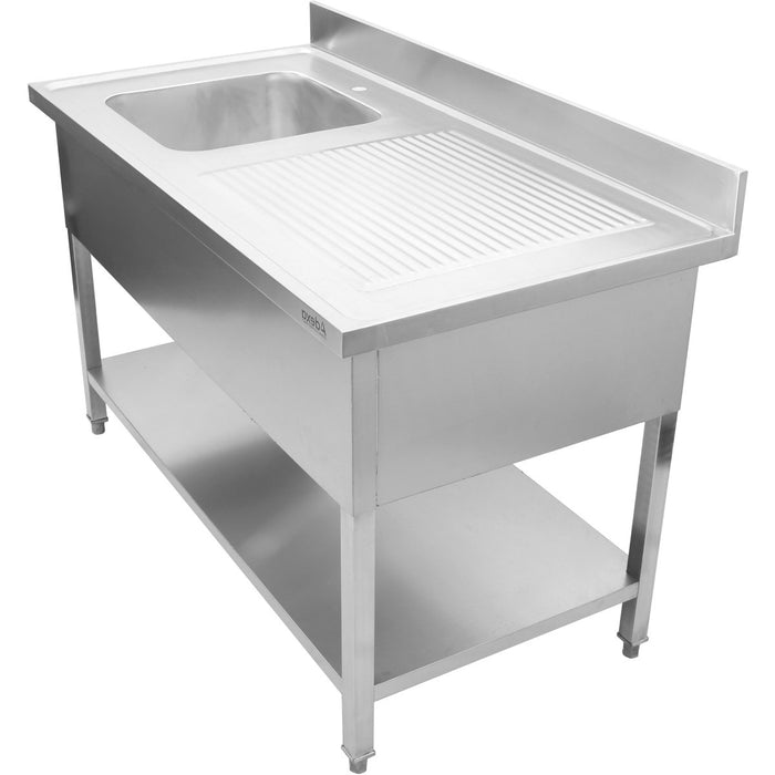 Commercial Sink Stainless steel 1 bowl Left Bottom shelf Splashback 1000mm Depth 700mm |  THSTR107BL1