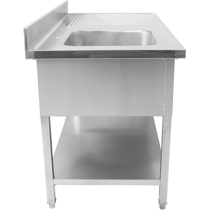 Commercial Sink Stainless steel 1 bowl Left Bottom shelf Splashback 1000mm Depth 700mm |  THSTR107BL1
