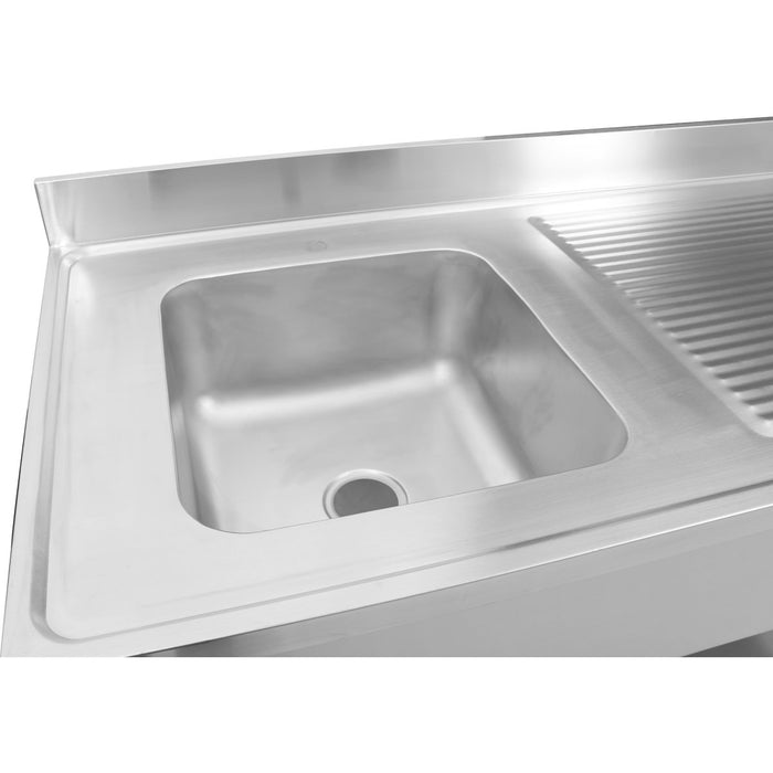 Commercial Sink Stainless steel 1 bowl Left Bottom shelf Splashback 1000mm Depth 700mm |  THSTR107BL1