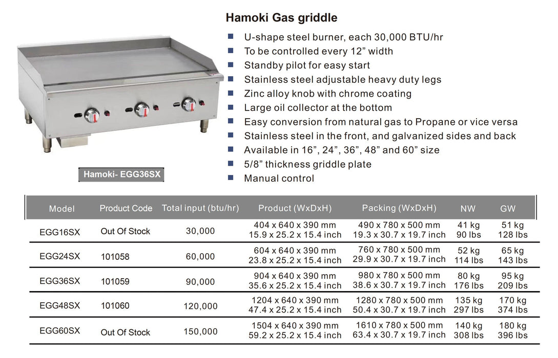 101059 - Gas Countertop Griddle Triple Control