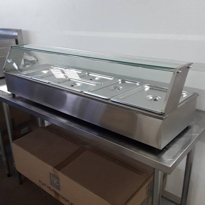 Electric Table Top Bain Marie - 6 Pot Wet - Glass Display - 124x36x33 cm