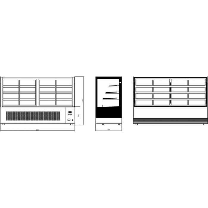 Cake counter and patisserie display front LED 1.5m - Canmac Catering