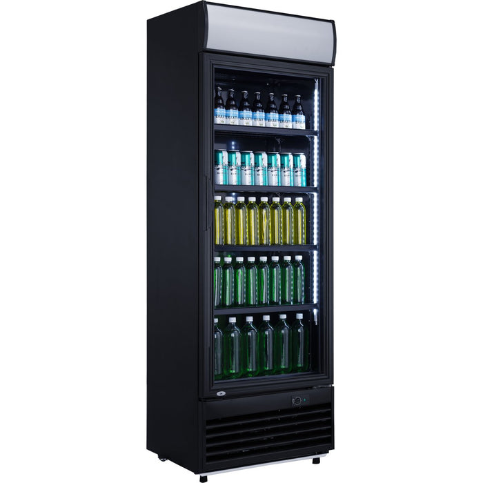 Commercial Drink cooler Upright 332 litres Static cooling Hinged glass door Black Canopy light |  LG332BBLACK