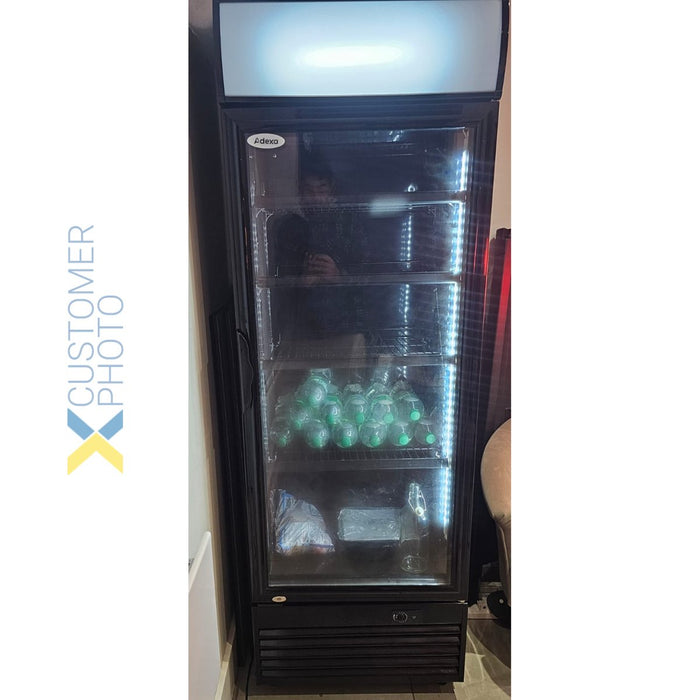 Commercial Drink cooler Upright 332 litres Static cooling Hinged glass door Black Canopy light |  LG332BBLACK