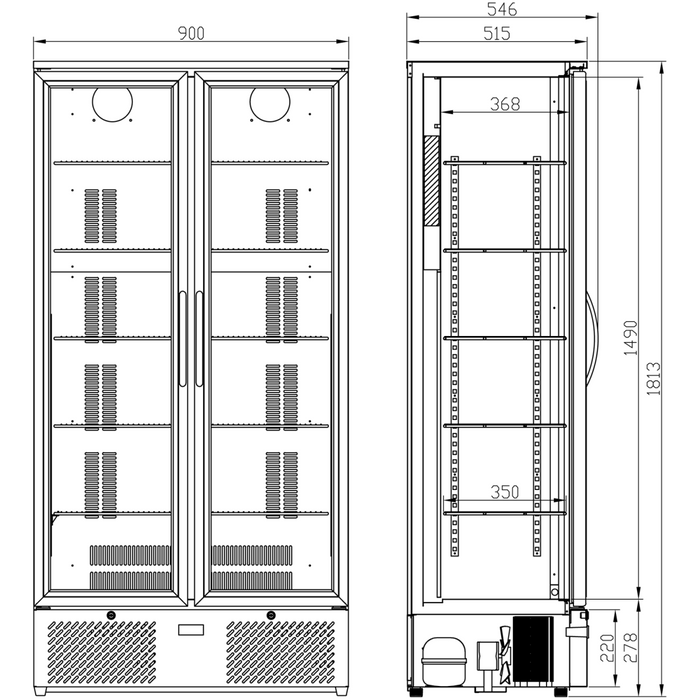 Bar bottle cooler Upright Stainless steel Double door 458 litres |  SC458FS