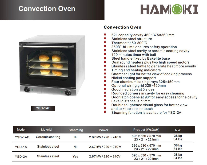 101009 - Convection Oven - 62 Litres with Enamelled Chamber