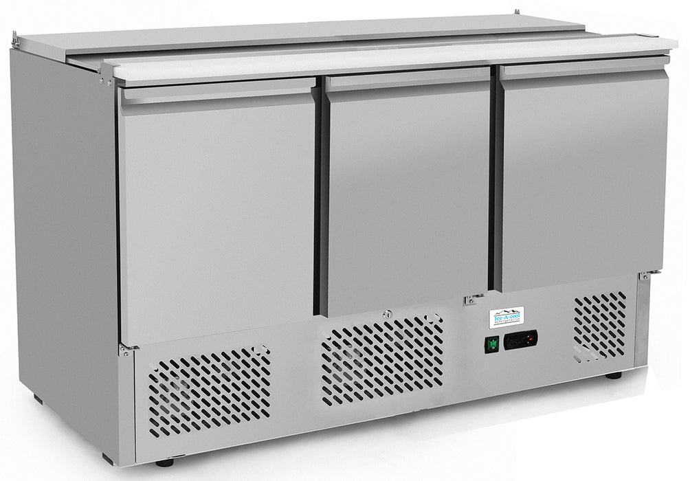 Ice-A-Cool ICE3850GR 3 Door Refrigerated Saladette Prep Counter 380 Litres