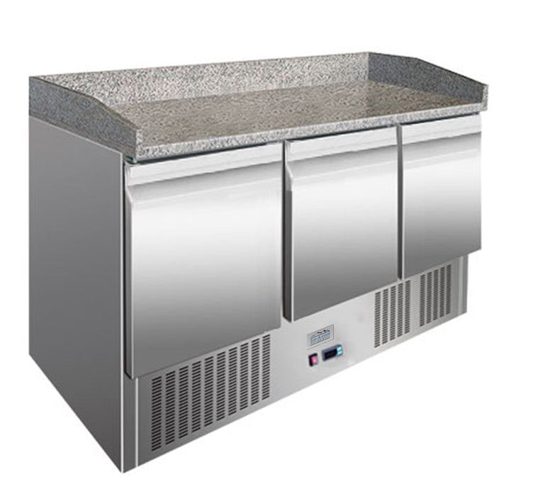 Ice-A-Cool ICE3852GR 3 Door Marble Top Refrigerated Prep Unit