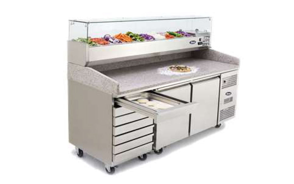 Pizza Counter 2 Doors +7 ambient drawers with 2000mm VRX unit & GN Pans 100mm EPF3480GR + VRX2000/330